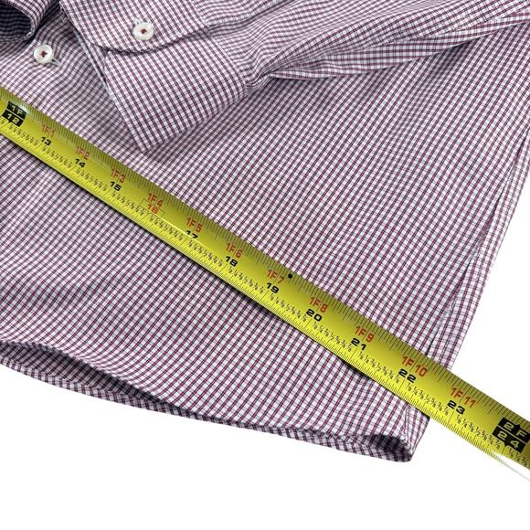 Men's Casual Button Down Shirt - Burgundy Checkered - Picture 7 of 8